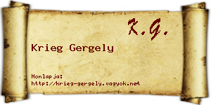 Krieg Gergely névjegykártya